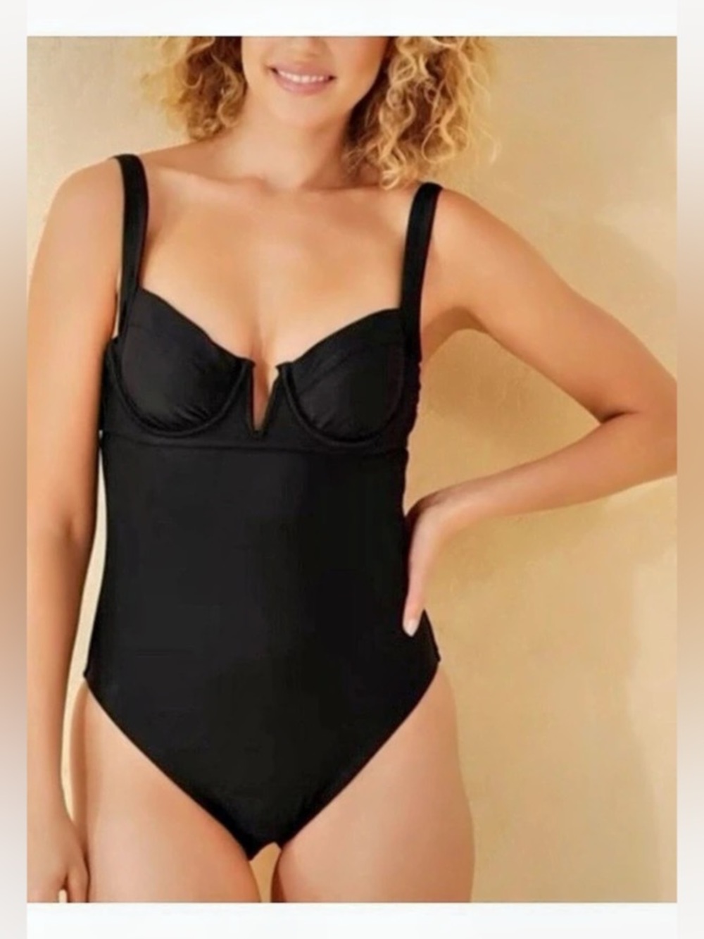 Shade & Shore One Piece Bathing Suit Black Size 34 B NWT